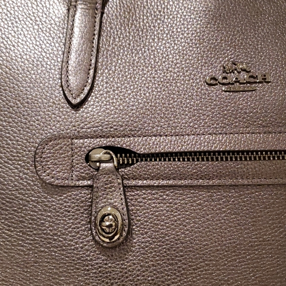 SOLD! Coach Taylor Tote in Metallic Pebble Leather - Picture 8 of 11
